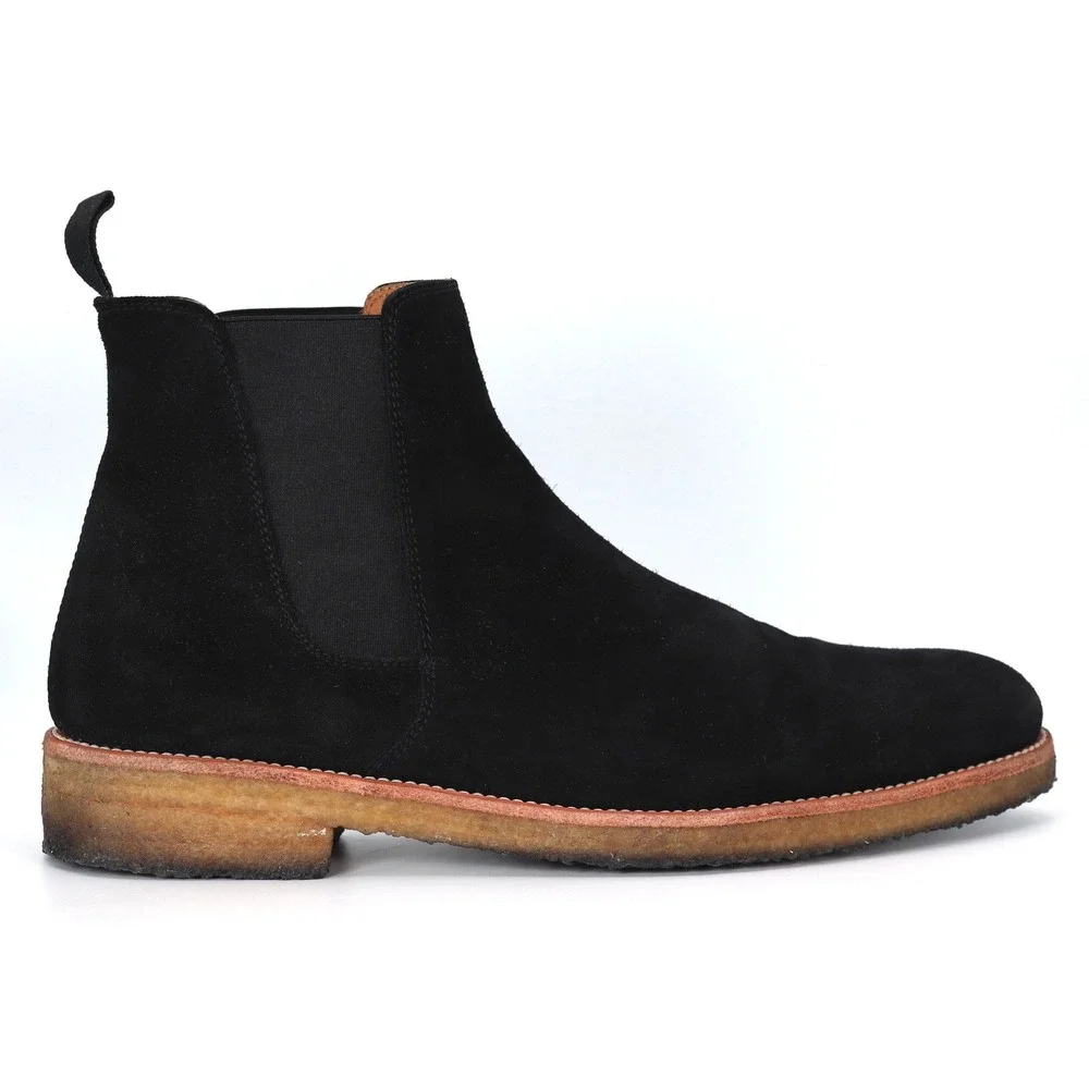 ORO Los Angeles Chelsea Boots Mens 10 Black Suede Crepe Sole Casual Dress Shoes
